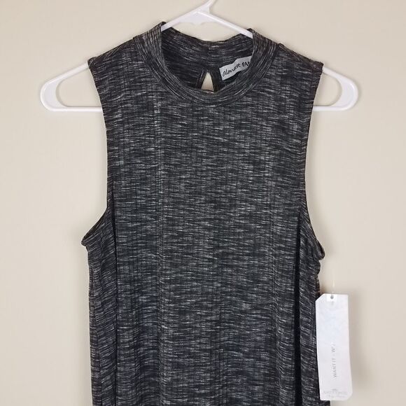 Almost Famous Black Marled Sleeveless Mock Neck Dress - Picture 2 of 8